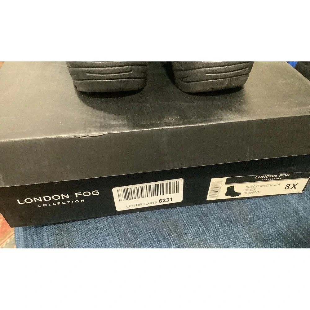 London Fog Winter Boots Mens Size 8K Breckenridge Insulated Fleece Lined Black